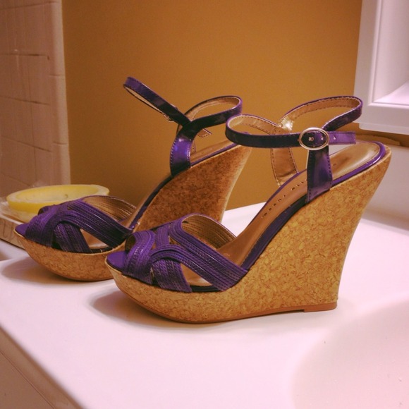 Charlotte Russe Shoes - Purple strappy cork platform wedges