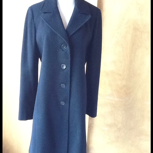 Classy, Black Wool Long Dress Coat by Larry Levine