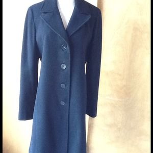 Classy, Black Wool Long Dress Coat by Larry Levine