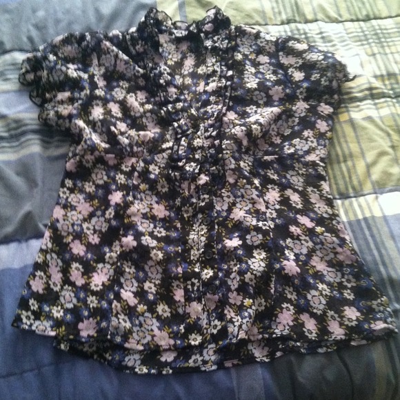 Floral chiffon button up