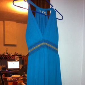 Blue dress. Very cute for beach wear