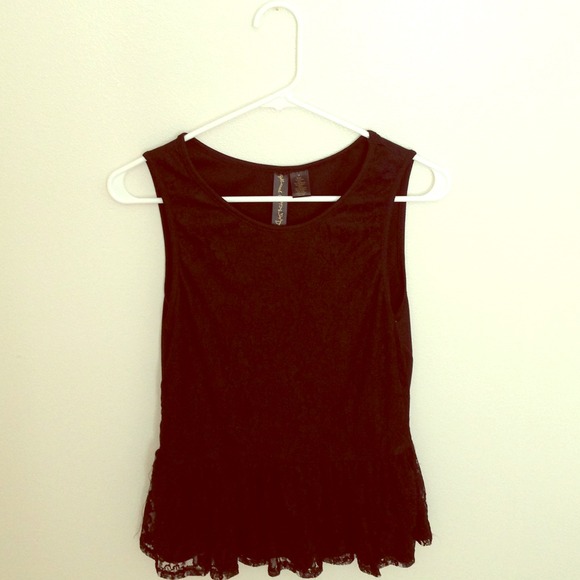 Black lace peplum top