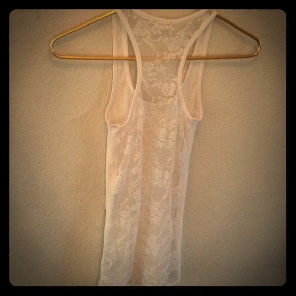 White lace back top