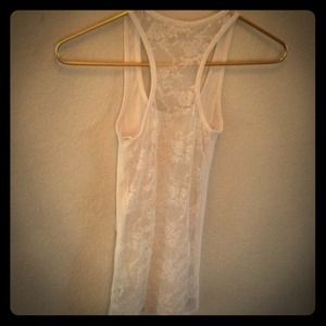 White lace back top