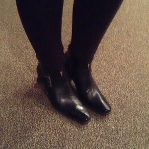 Black booties with buckle