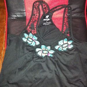 Black tank with flowers