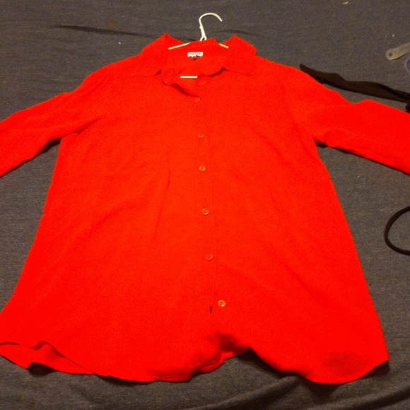 Long sleeved neon orange Splendid dress shirt