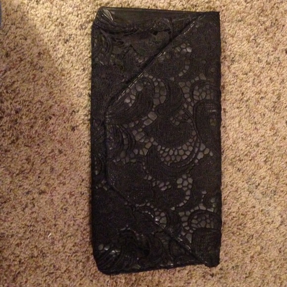 Jessica Simpson black lace clutch