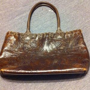 Berge Italian all leather tooled handbag