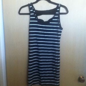 Black and white striped dress
