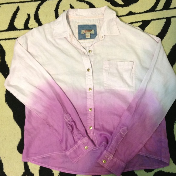 Ombré purple button up high-low shirt💜