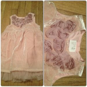 H&M Baby Dress 12-18 months pale pink velvet