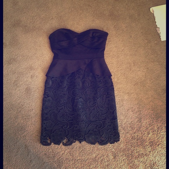 Black lace patterned cocktail dress