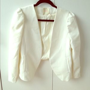 Cropped White Blazer