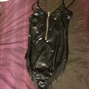 Black metallic body suit