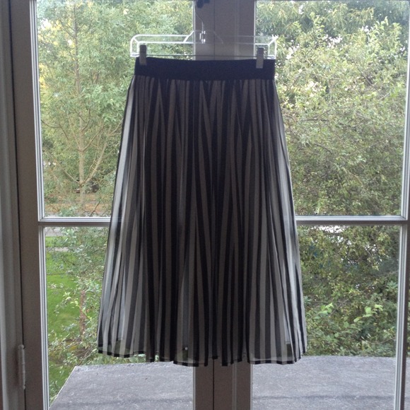 ASOS Black & White Vertical Stripe Midi Skirt