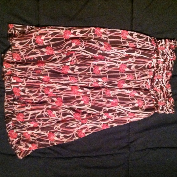 Pink and brown chiffon skirt
