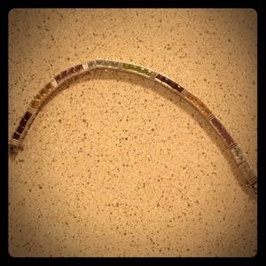 Sterling silver multi-gemstone tennis bracelet