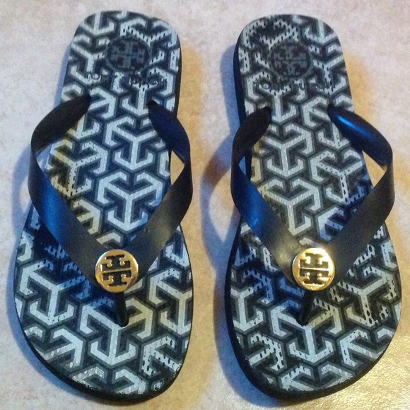 Tory Burch Shoes - TORY BURCH Black & White Flip Flops Size 5