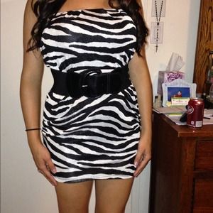 Zebra dress with belt