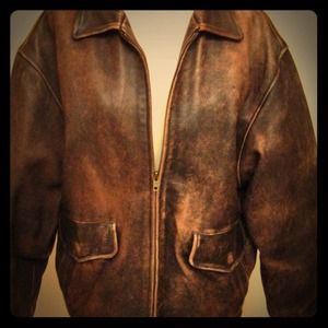 Distressed leather bomber from Gap