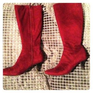 REDUCED $$$ SEXY red velvet  long boots!