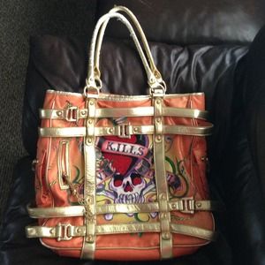 Ed Hardy XL tote bag w dust bag