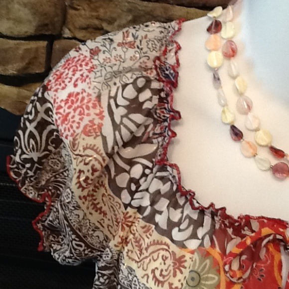 Adorable sheer patchwork top! - Picture 2 of 3