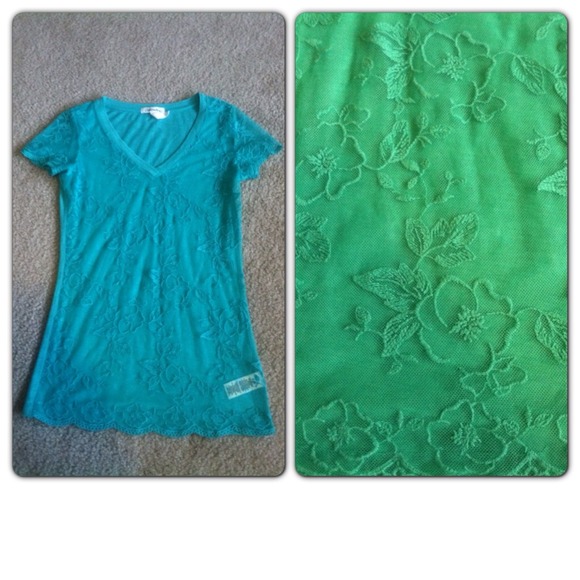 Green lace shirt NWOT