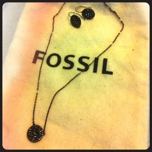 Fossil necklace and earring set