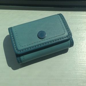 Coach blue leather contact lens travel case
