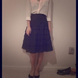 <<Brand New>>Classic A Line Chiffon Black Skirt