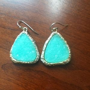 Aqua blue druzy earrings