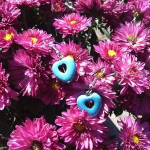 Blue stone heart earrings