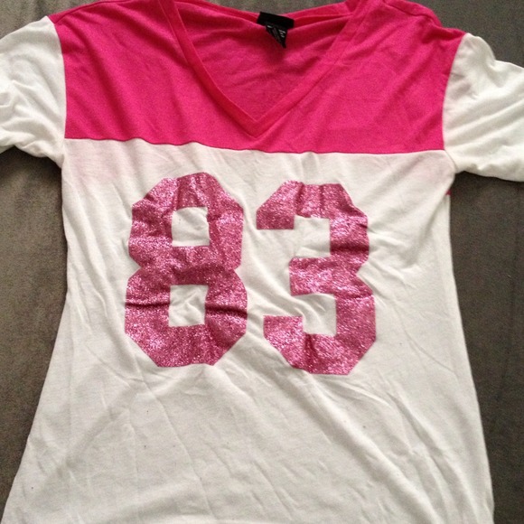 Pink and white high low shirt