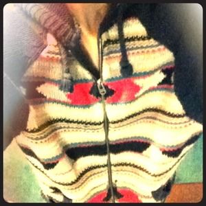 Southwestern Roxy woven zip up sweater