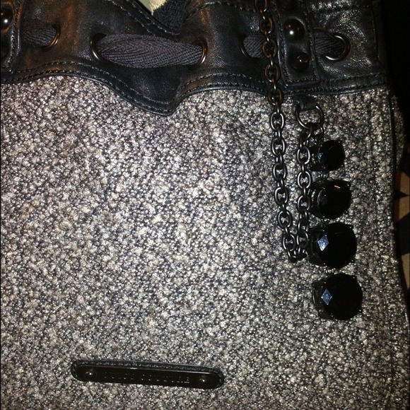 SOLD! JUICY COUTURE Metallic Tweed Leather Handbag - Picture 2 of 4
