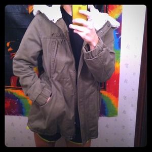 Long military green roxy coat