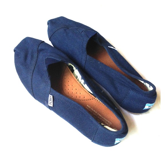 Navy Blue Toms, worn once, size 9