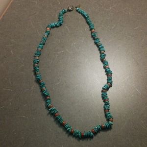 Turquoise and coral necklace