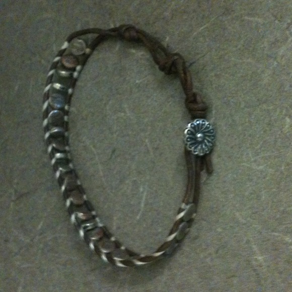 Leather and sterling silver bracelet