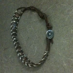 Leather and sterling silver bracelet