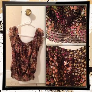Brown flowery tank top