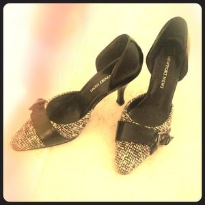 Black and white fabric shoes