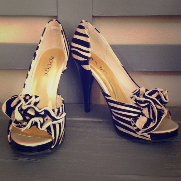 Zebra velour heels