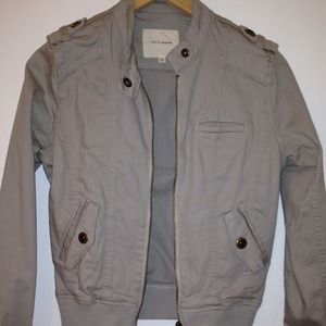 Light grey denim motorcycle jacket size small