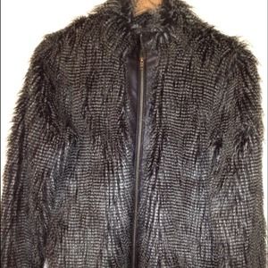 Faux black/white fur coat