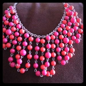 Neon bead bib necklace