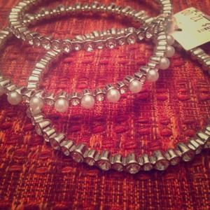 pearl and diamond 3set bracelets