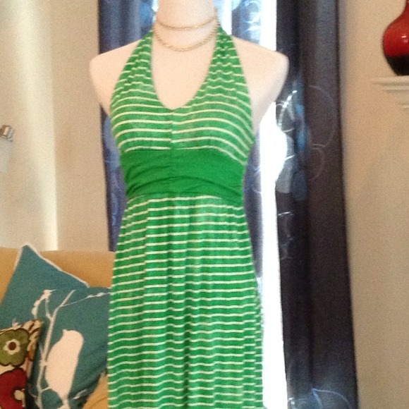 CONSIGNED LOCALLY Halter Maxi Dress, Green - Picture 2 of 4